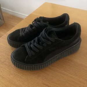 Puma Fenty By Rihanna Black Velvet Satin Creepers